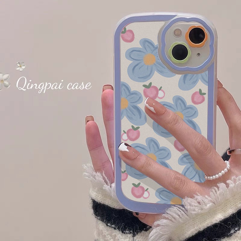 Case Motif Kartun Bunga Biru Untuk IPhone 12 13 11 Pro Max X Xs Max Xr 7 8 Plus Zkzs