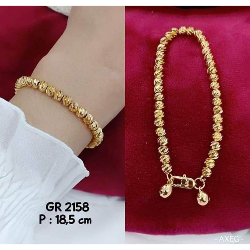 Gelang full biji lada lapis emas 24 karat anti luntur