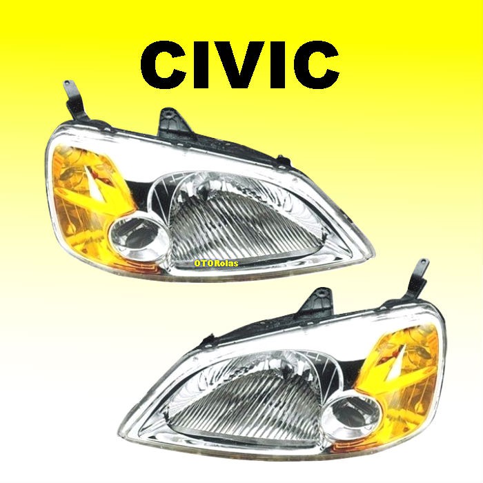 LAMPU DEPAN HONDA CIVIC VTI 2001 2003 2002 ES HEAD LAMP UTAMA BESAR US STYLE KUNING HEADLAMP