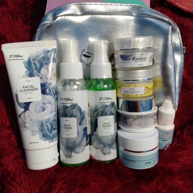 Jglow paket extra acne premium cream malam klinik