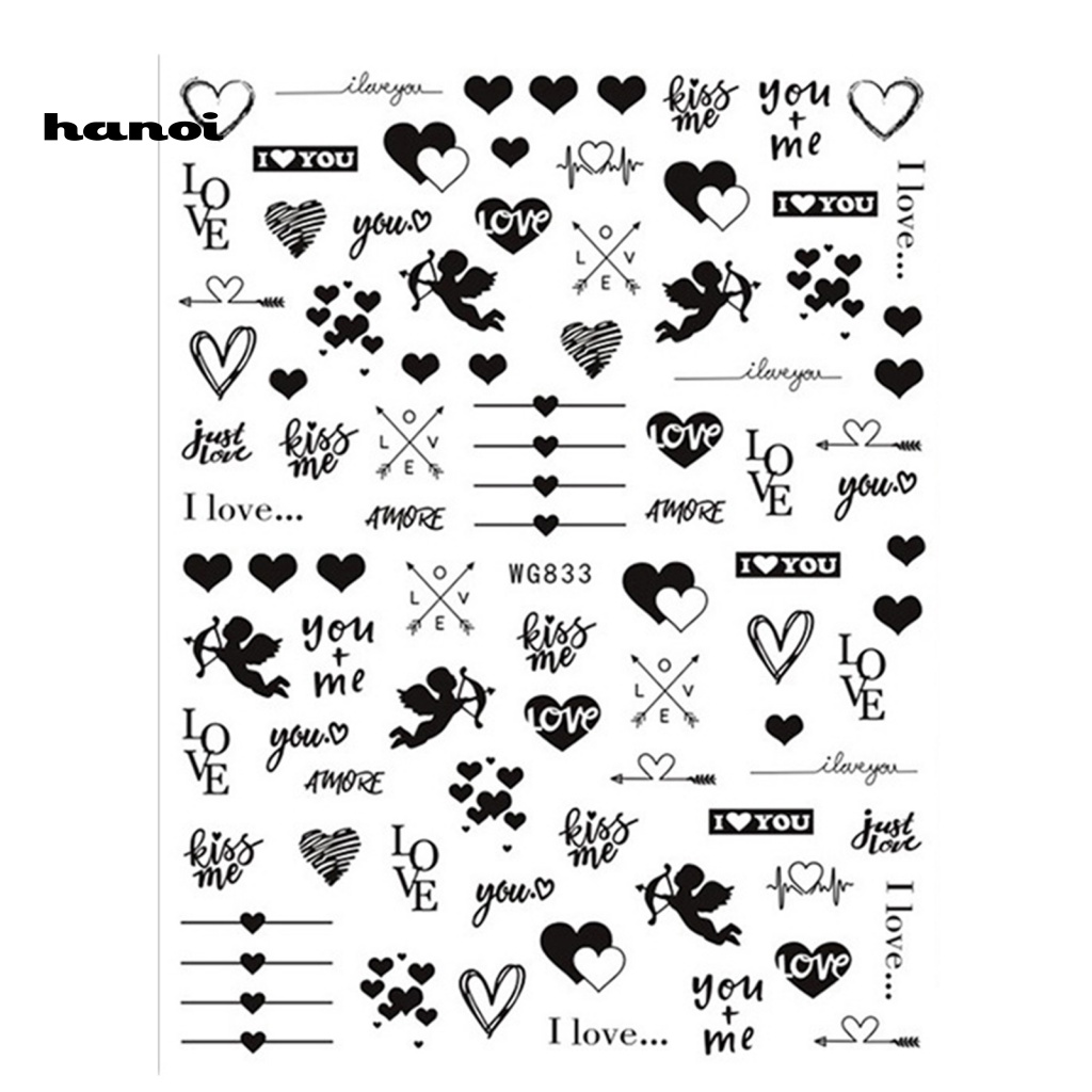 Han Stiker Kuku Foil Motif Hati / Valentine Untuk Nail Art