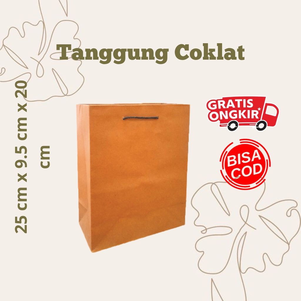 

Paper bag TANGGGUNG COKLAT POLOS KUR 20 x 9.5 x 25 / paperbag murah