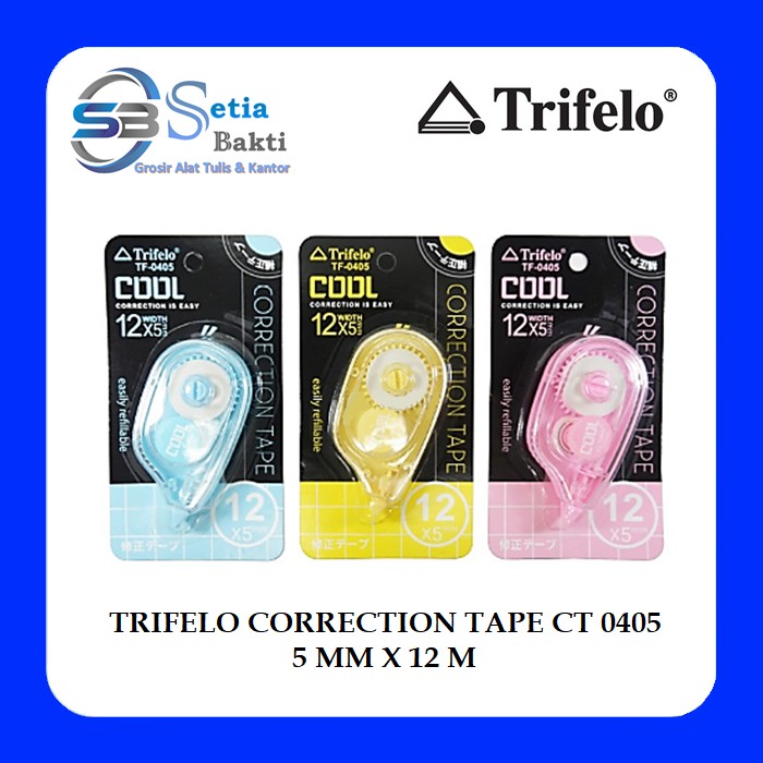 

TRIFELO Correction Tape CT 0405 - Tip Ex Kertas 5 mm x 12 meter - 1 Pcs