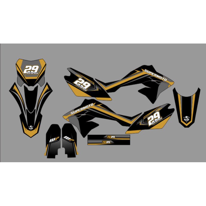 DECAL KLX DTRACKER GREY &GOLD LIVERY SUPER MURAH