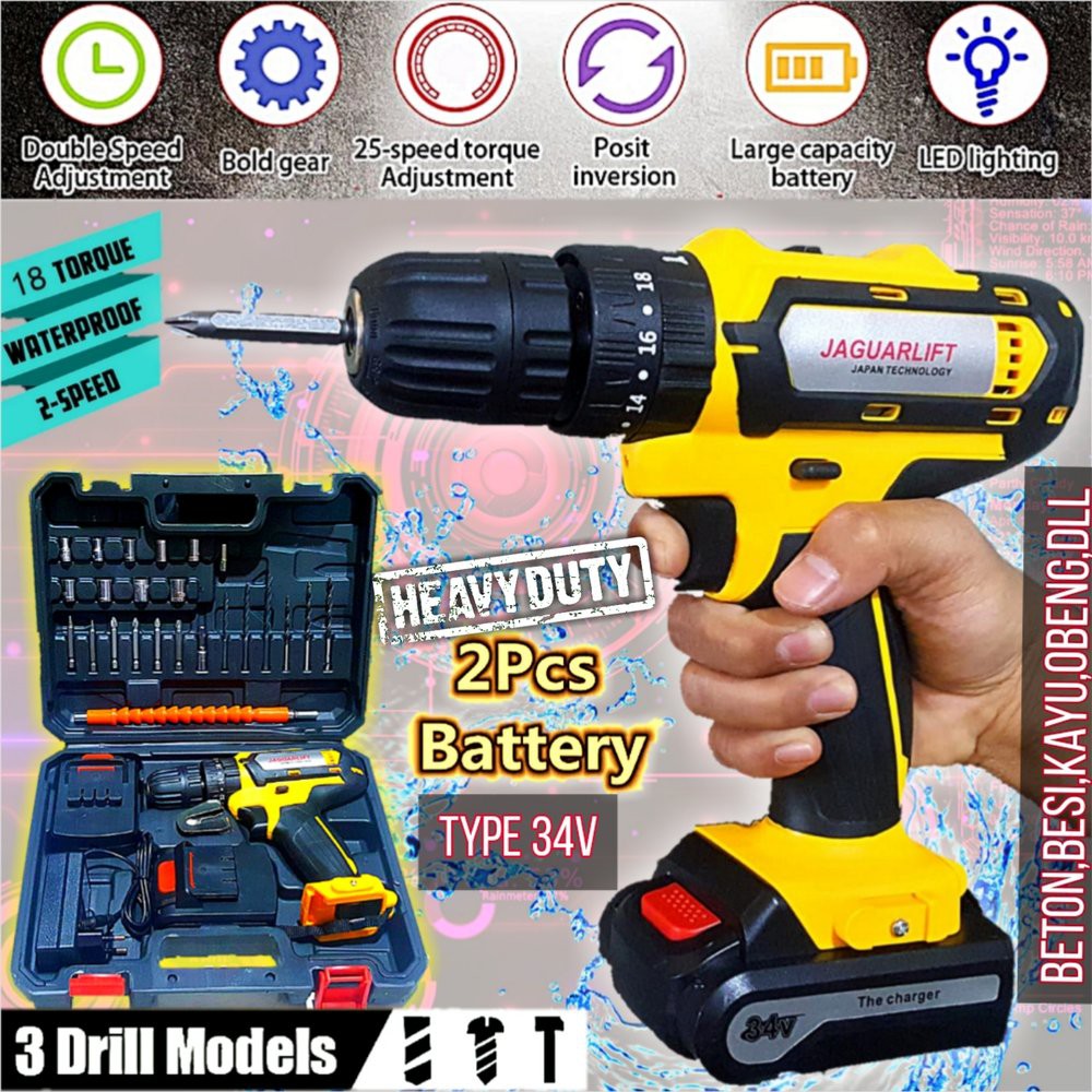 promo mesin bor tanpa kabel obeng baterai elektrik charger ces cordless komplit lengkap Murah