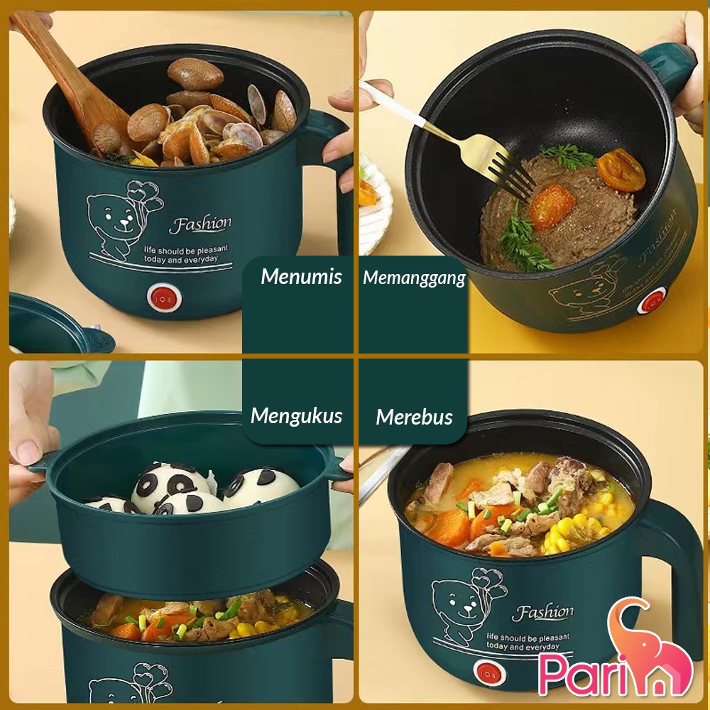 PARIM Panci Penggorengan / Panci listrik Panci Rice Cooker Multifungsi Warna Hijau 0.8Liter  PR-801