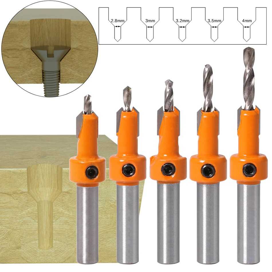 FatihShop JGZUI Mata Bor Kayu Pelubang Drat Baut Bit Router 8mm 5 PCS - JGZ5