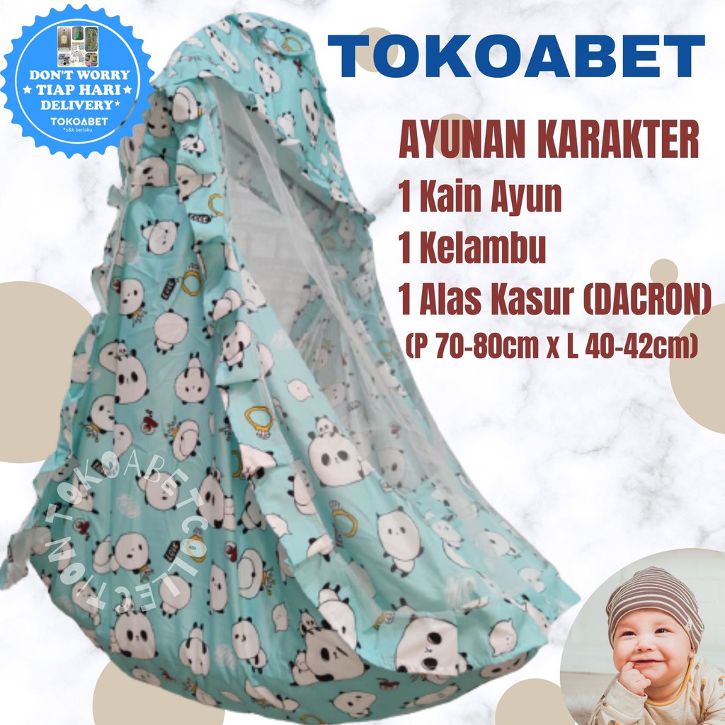 AYUNAN KARAKTER Bayi Baby dan Anak Kain Katun Kelambu Alas Kasur Lembut Variasi NO PER NO HANGER TOKOABET