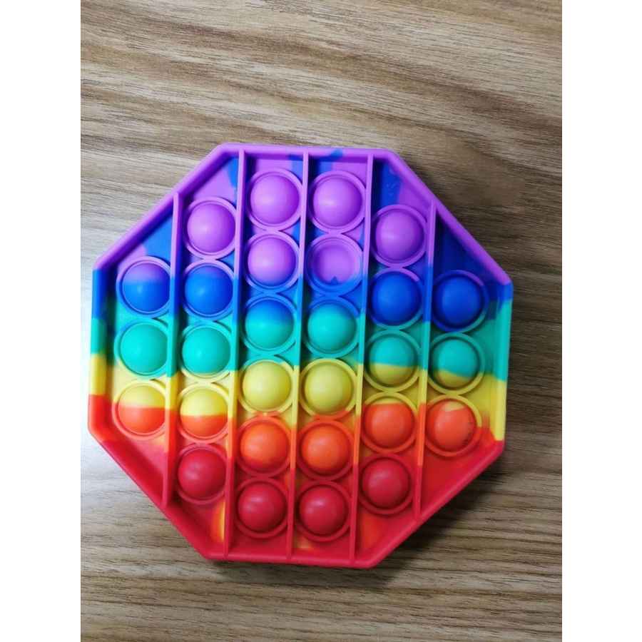 Pop it fidget toy Rainbow POP ITS Mainan Anak 12CM-1