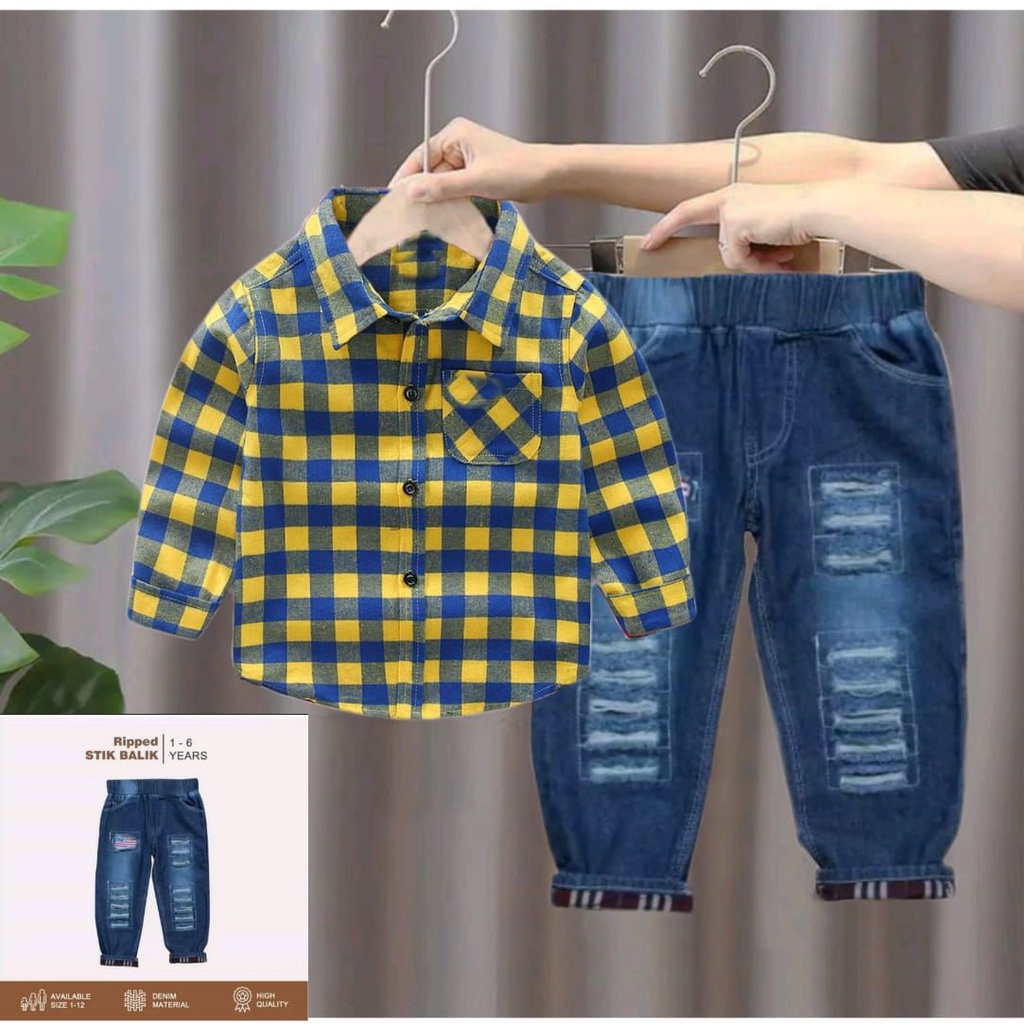 COD SETELAN KEMEJA ANAK LAKI LAKI IMPORT ATASAN BAWAHAN ANAK LAKI LAKI TERMURAH 1-7 TAHUN TERLARIS SETELAN KEMEJA CLANA STIK BALIK ANAK