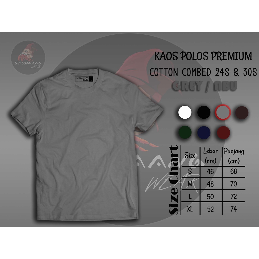 [PREMIUM] KAOS POLOS COMBED 24S GREY - ABU2/Fashion Pria/Fashion Wanita/Atasan Pria/Atasan Wanita/Ka