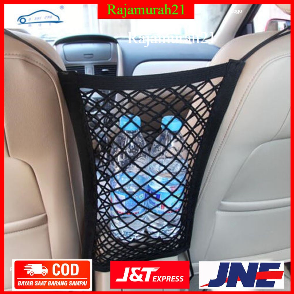 SEAMETAL Jaring Mesh Penyimpanan Barang Mobil Car Net Organizer - Black - OMRSJFBK