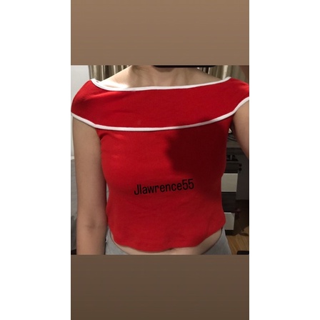 crop top tank top merah wanita zara