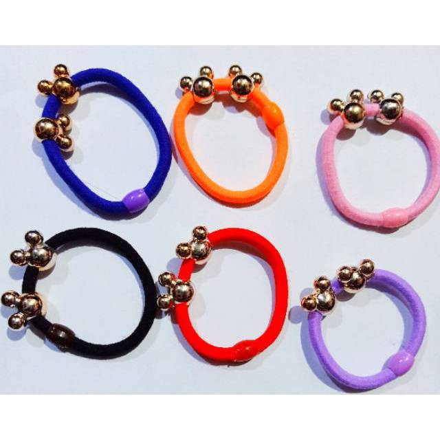 Karet mickey mouse/ikat rambut/tali rambut isi 12 pcs