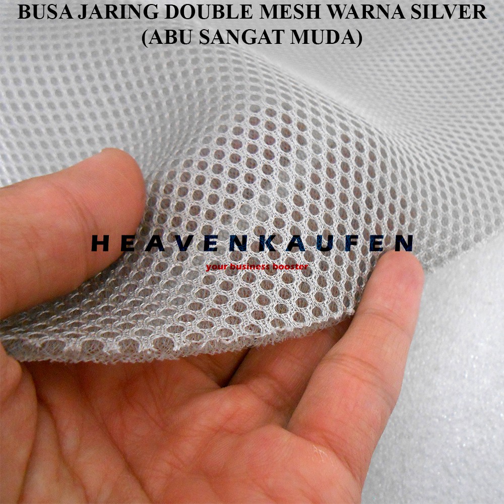 Bahan Kain Jaring Jala Double Dobel Mesh / Mesh Sandwich Abu Sangat Muda (Silver) Meteran