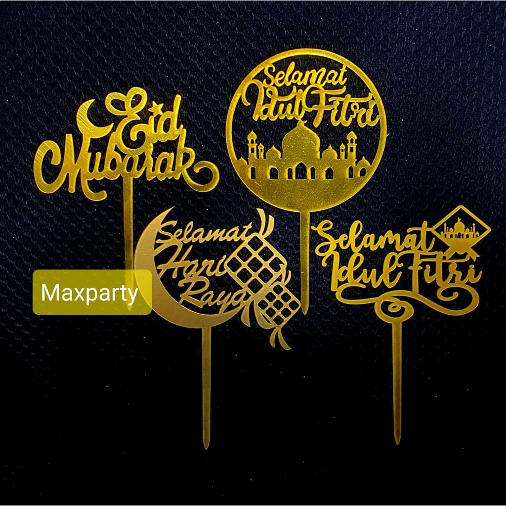 Jual Cake Topper Idul Fitri Topper Eid Mubarak Selamat Hari Raya Indonesia Shopee Indonesia