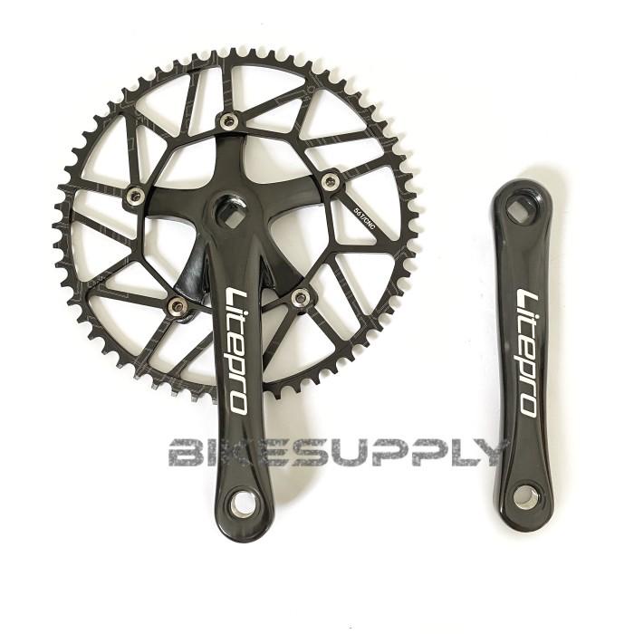 Crank Set Litepro Alloy Full Hitam Black (Crankset 52T 54T 56T 58T)