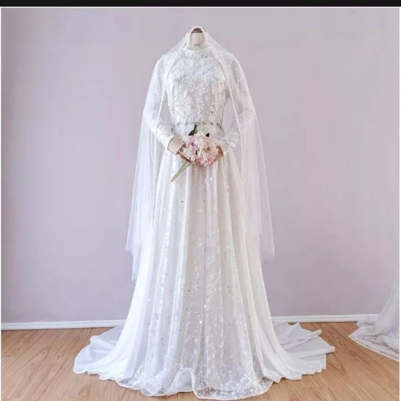 gaun akad nikah syar'i
