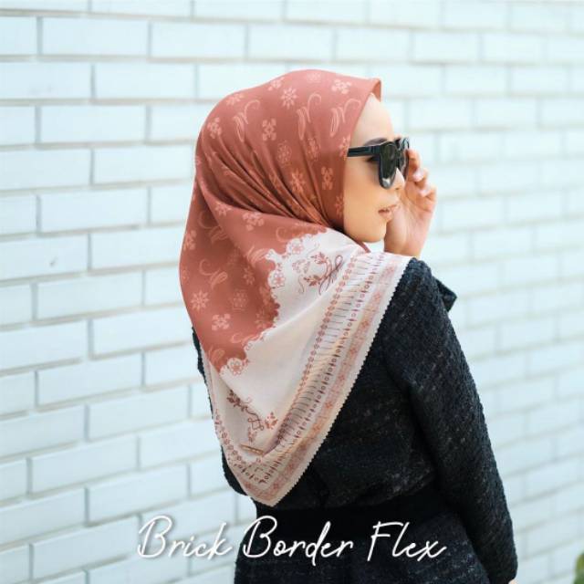 JILBAB MY LADY HIJAB  BRICK  BORDER FLEX KERUDUNG SEGI EMPAT MOTIF ORI
