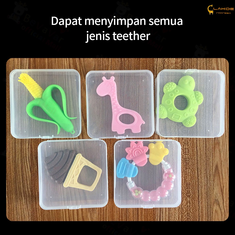 Kotak penyimpanan teether /Kotak plastik transparan persegi