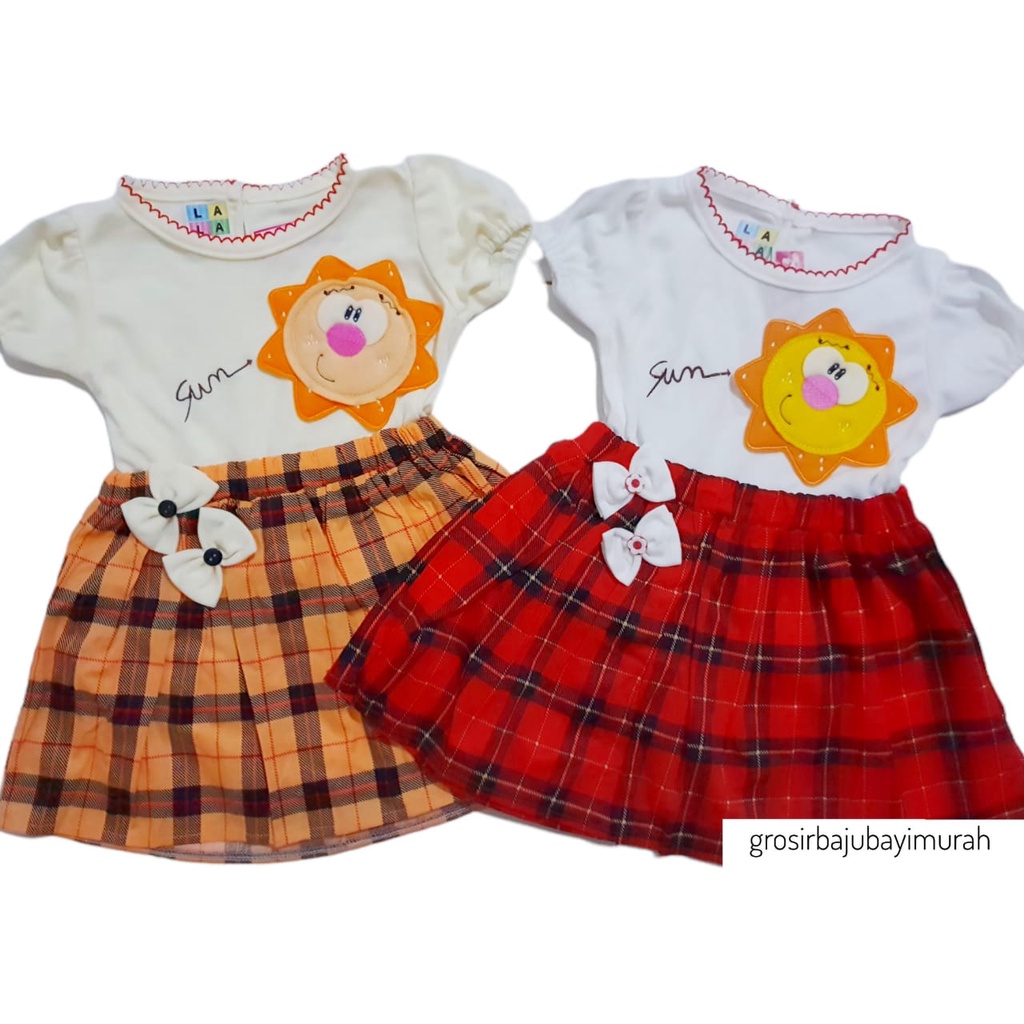 dress baju bayi LALA rok kotak motif MATAHARI