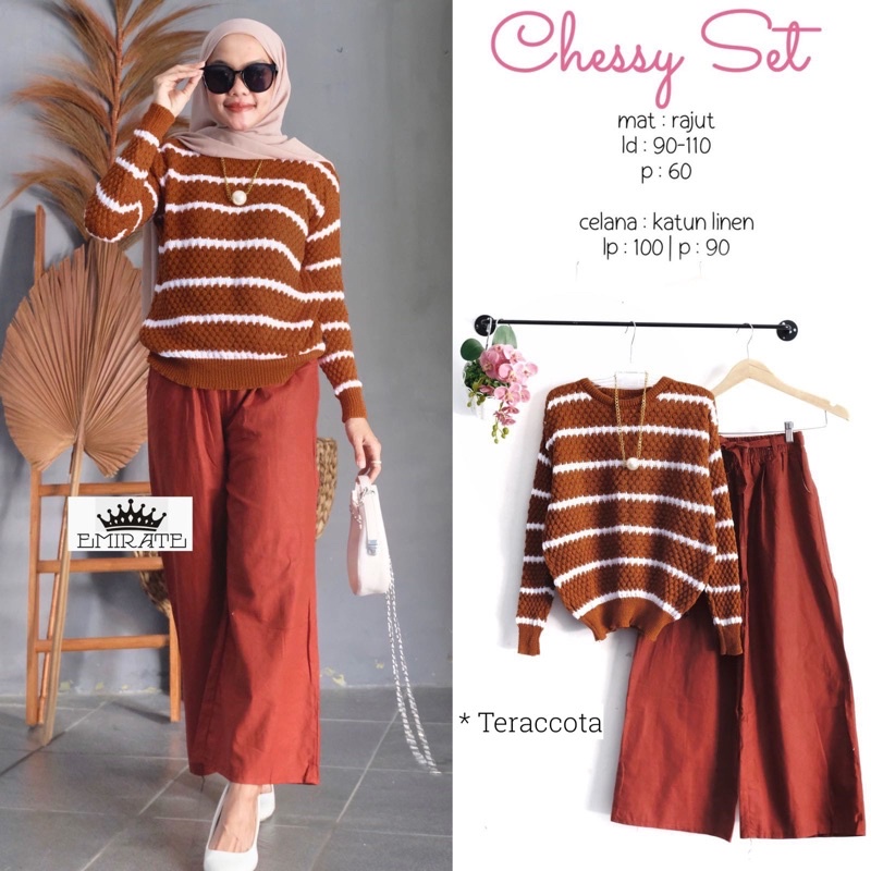 CHESSY SET + KESSIE SET  ( ATASAN + CELANA ) / BEST SELLER / BISA COD-Terracotta