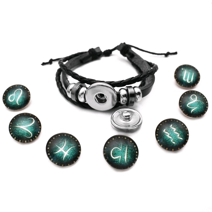 HanyaBeli Gelang Zodiak Kulit Pria Wanita Aksesoris Fashion Glow In The Dark Gelang Couple