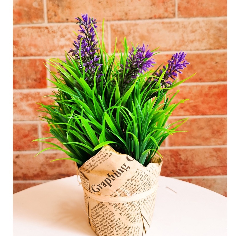 Bunga Artificial Plastik Dekorasi Rumah Setangkai Bunga Lavender Artificial Hias (HANYA BUNGA)-2