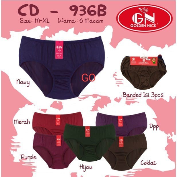 gos CD 936 GOLDEN NICK CD BANDED ISI 3 PCS Pakaian Wanita Pakaian Dalam Celana Cewek Underwear Bagus