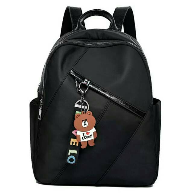JS_TAS RANSEL ANTI AIR BACKPACK WANITA HITAM MOTIF SERONG KOREA KULIAH SEKOLAH KERJA TA126B5 STEIN