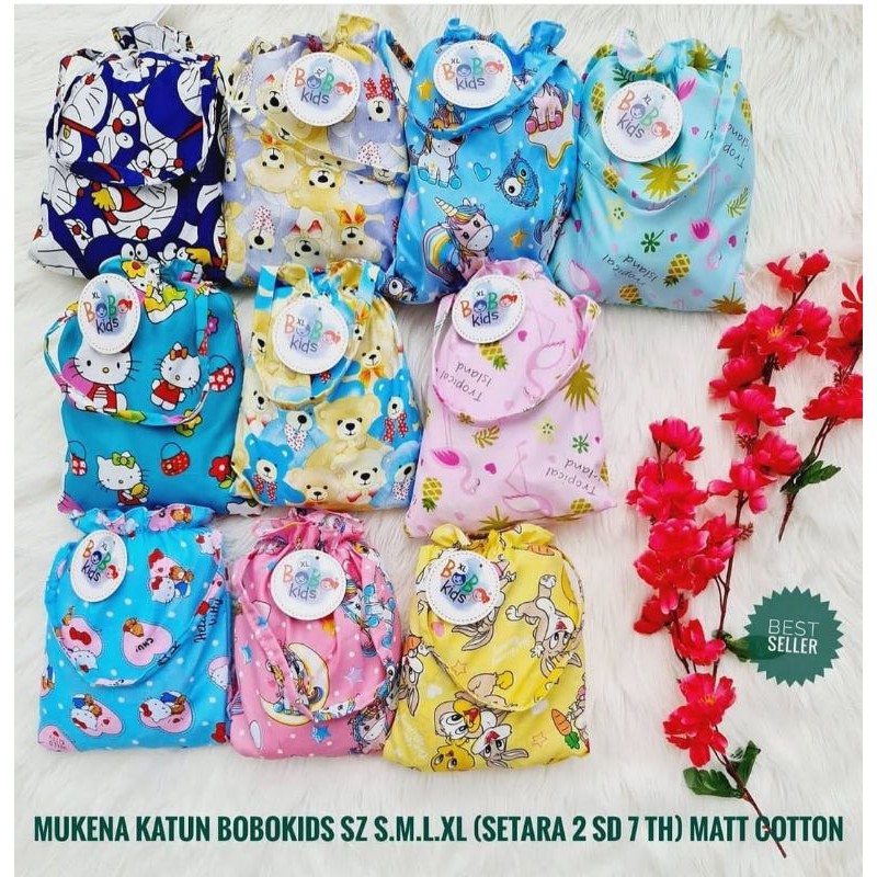 MUKENA ANAK BOBO KIDS SHABBY PREMIUM / MUKENA ANAK KARAKTER/ MUKENA ANAK KATUN RAYON BOBOKIDS