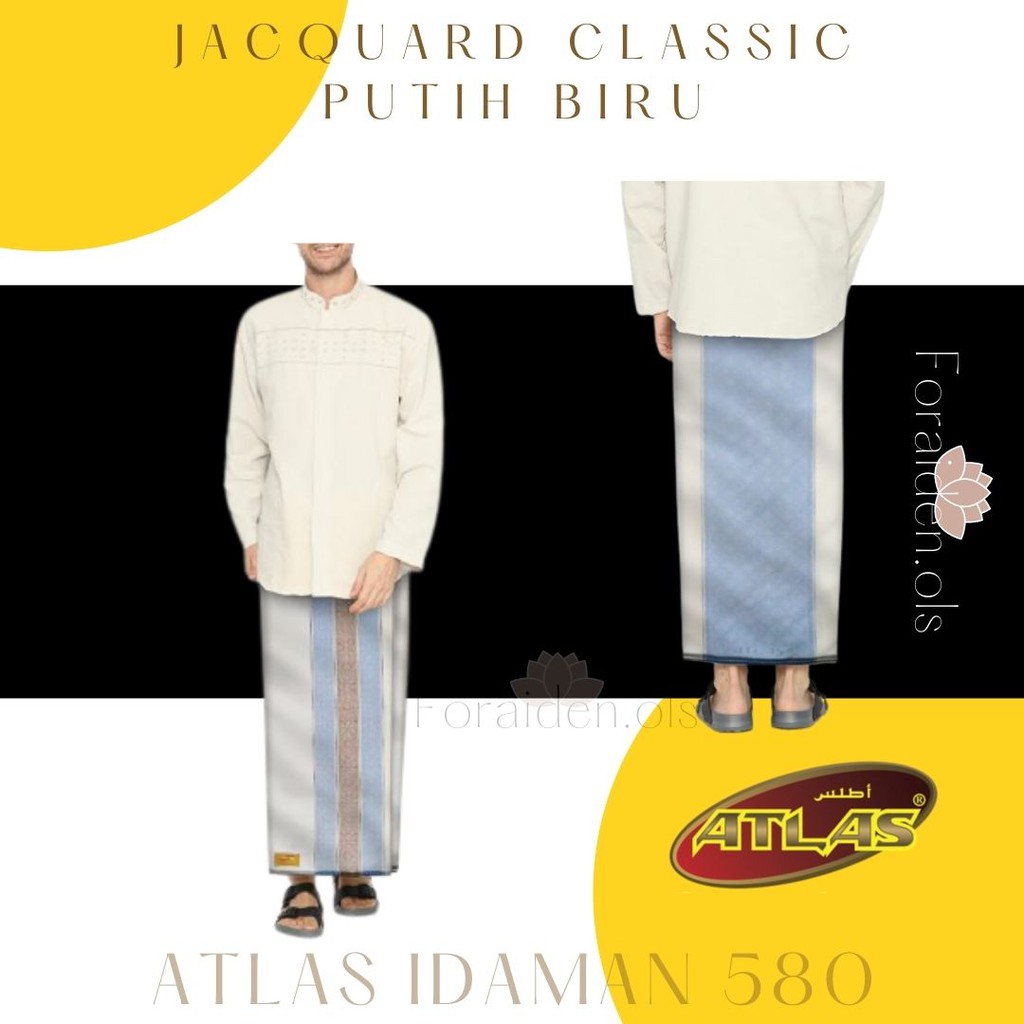 Sarung ATLAS Idaman 580 Jacquard Classic Putih Biru