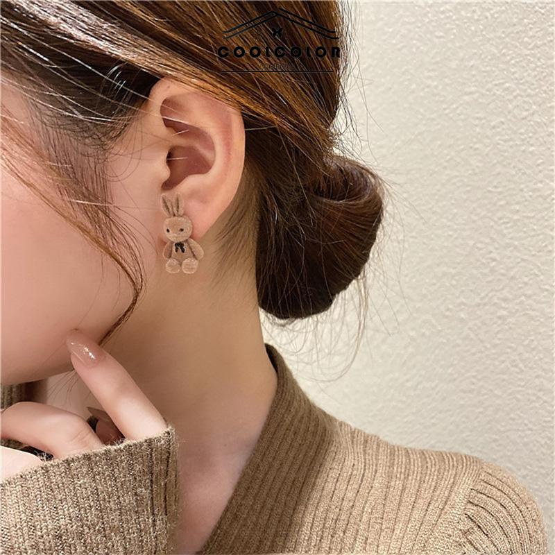 COD❤️ 1 Sepasang Anting Kelinci Berkelompok Kecil Sederhana Semua Pertandingan Anting Musim Gugur Musim Dingin Wanita- cl