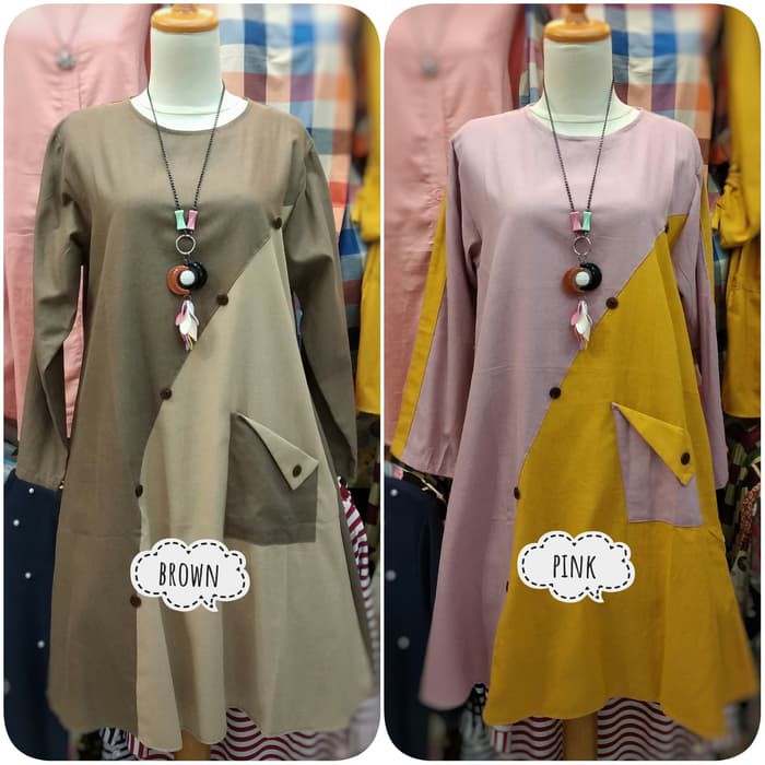 Blouse Atasan Tunik kombinasi 2 warna bigsize / jumbo