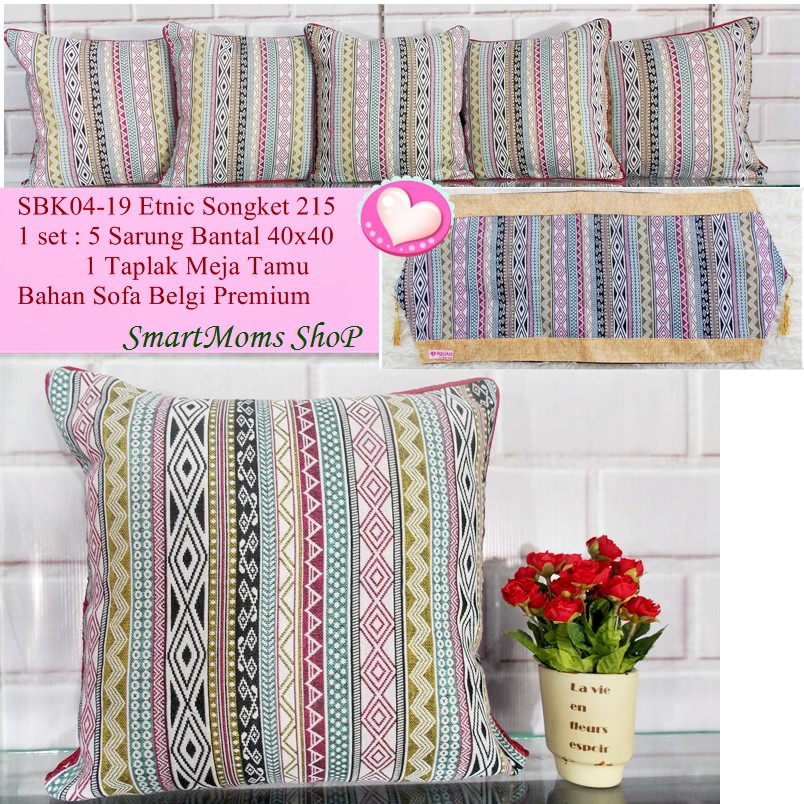  Sarung  Bantal  Sofa Minimalis ZIGZAG  MERAH SBKSET 