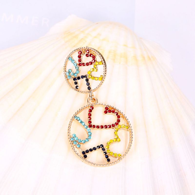 SIY  1pc New Ear Stud Floral Multicolor Rhinestone Ring Dangle Circle Hollow Fashion