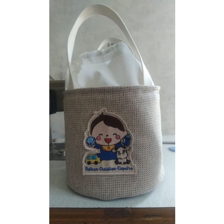 tas bucket kanvas hampers custom gambar
