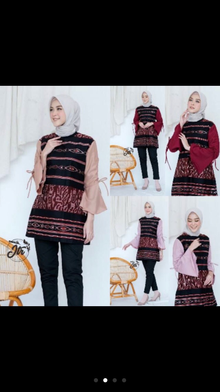 Ori Atasan Blus Batik Wanita Modern Halus Dolby Kombinasi Brokat Polos