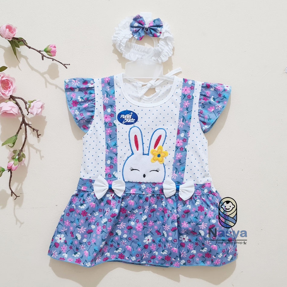 [P-033] Dress Bayi 0-6 Bulan (GRATIS Bandana) / Baju Anak Bayi Perempuan Bahan Kaos PE