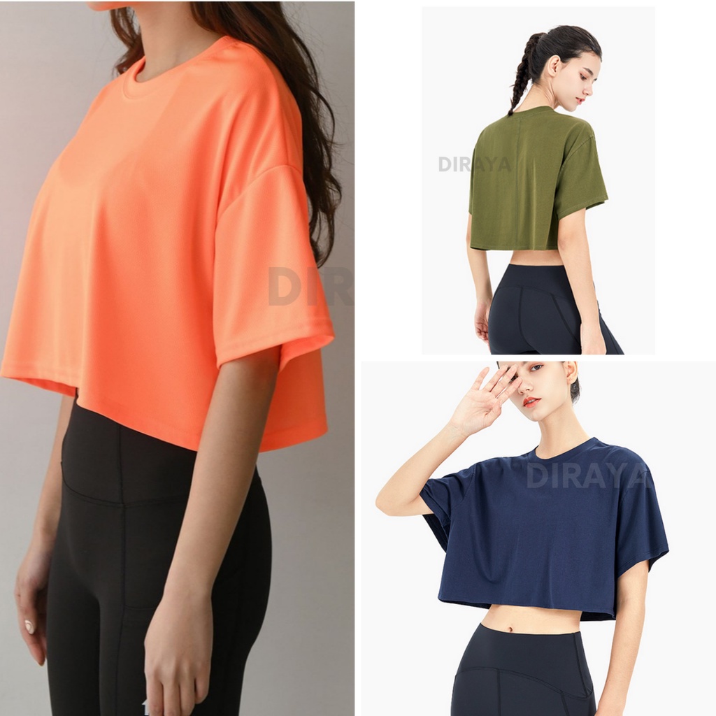 Diraya Kaos Crop Top Oversize Polos Basic Korea Wanita Combed