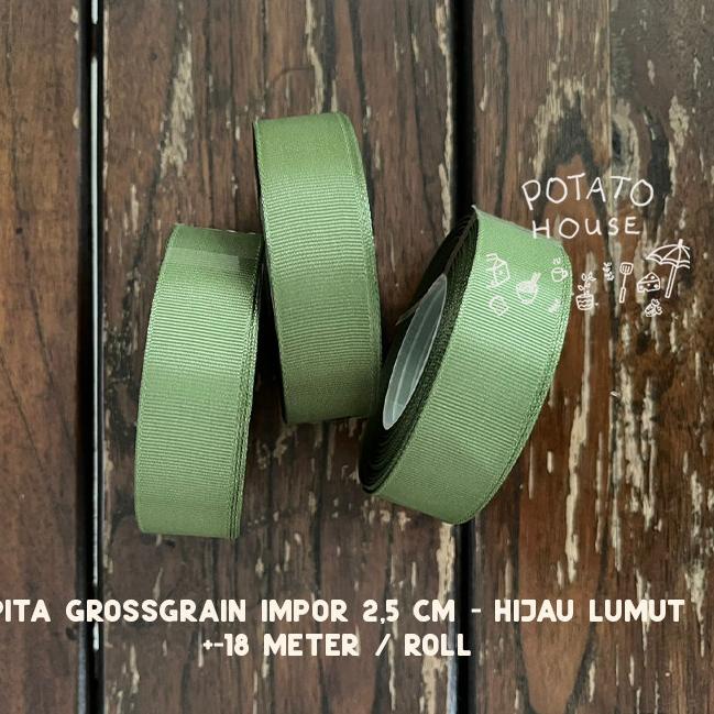 

♫ Pita Grossgrain Impor 2.5 cm - HIJAU LUMUT | Pita Salur Impor ♥