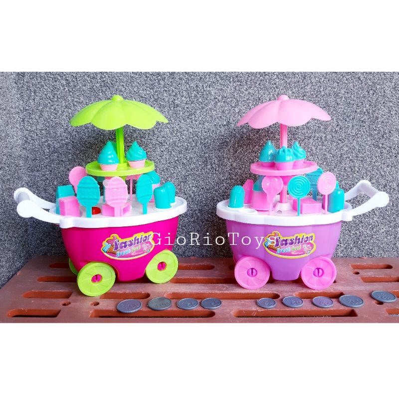 Mainan Sweet Shop Ice Cream Cart Mainan Gerobak Es Krim Ada Musik