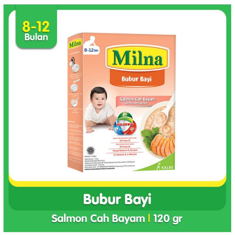 Milna 8-12bulan Bubur Bayi Salmon Cah Bayam -120gr