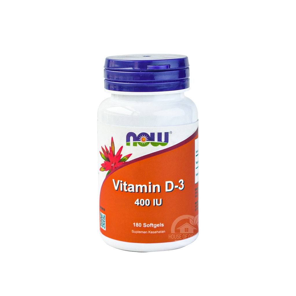 NOW Foods Vitamin D-3 400 IU, 180 Softgels