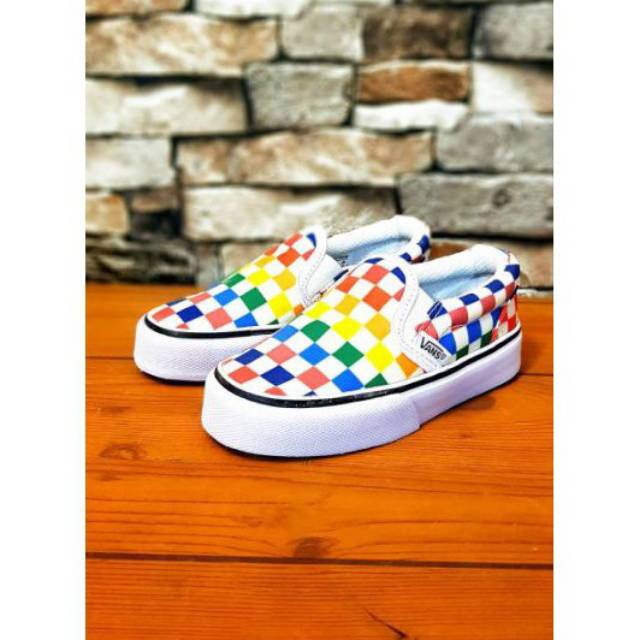 SEPATU ANAK VANS SLIP ON PREMIUM QUALITY VANS SLIP ON ANAK RAINBOW