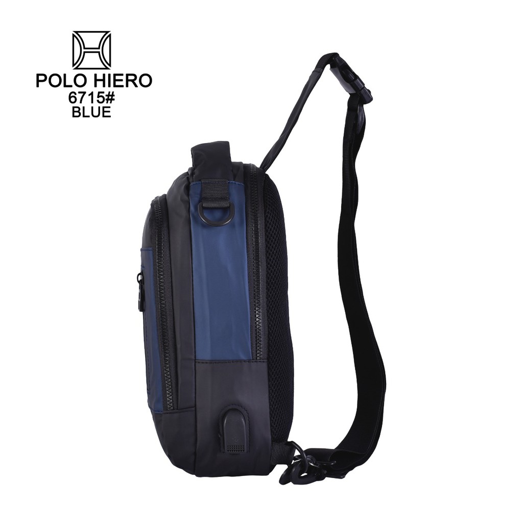 NEW Model Tas Selempang Polo Hiero 6715 Bisa Ransel,Selempang,Slingbag 3IN1 Free Kabel USB Extension