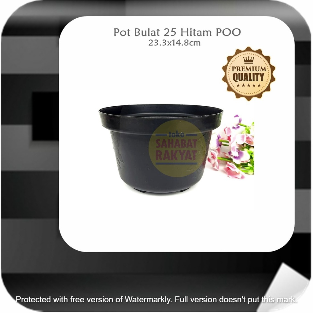 ML764Y4 Pot Bunga Bulat 25 Hitam POO