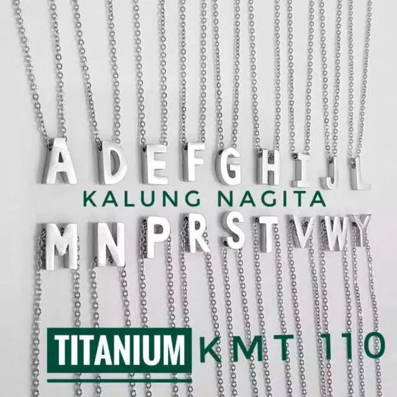 Kalung inisial huruf Titanium Model A-Z Nagita silver Anti Luntur anti karat Kalung alfabet titanium