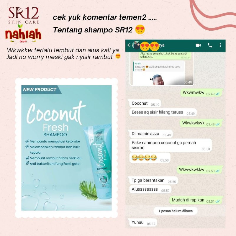 Shampo / COCONUT FRESH SHAMPO SR12 / SAMPO KELAPA / ANTI DANDRUFF / MENGATASI KETOMBE &amp; RAMBUT RONTOK