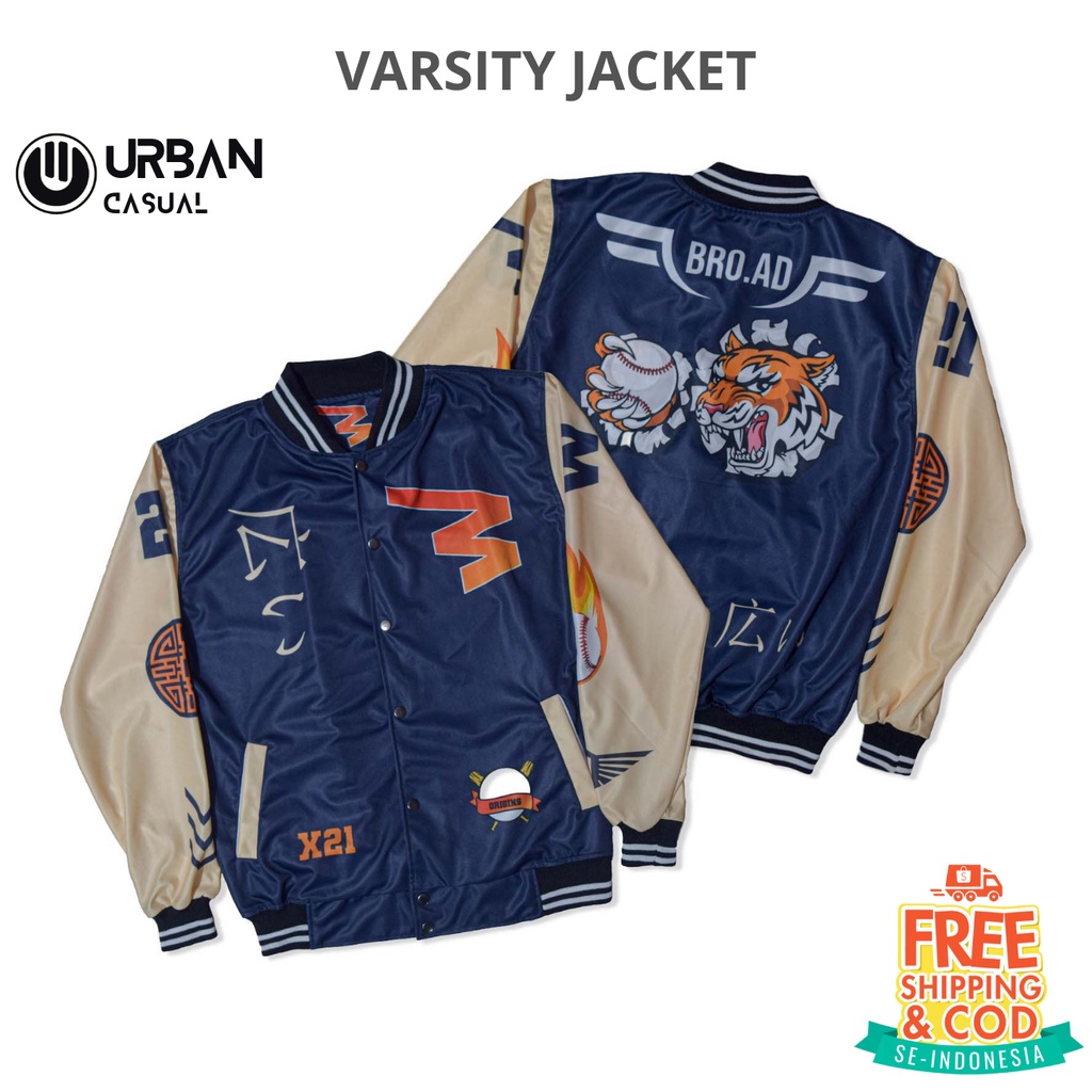 Jaket Varsity Baseball Pria Wanita Motif Tiger Terbaru Vintage Kekinian Jaket Motor Touring Outdoor Travelling Original Distro Premium B4